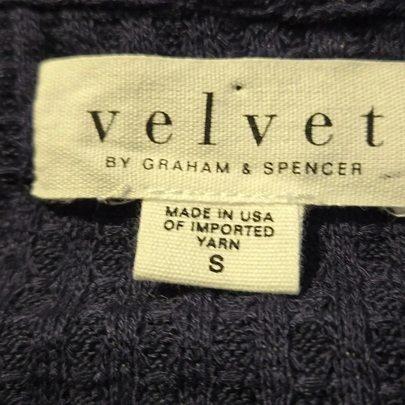 Velvet by Graham & Spencer Navy Waffle Knit Cardigan Women Size S - Picture 8 of 16